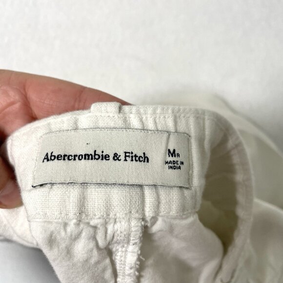 Abercrombie & Fitch Linen Blend Pleated Wide-Leg Pant Trousers White size Medium - Picture 6 of 7